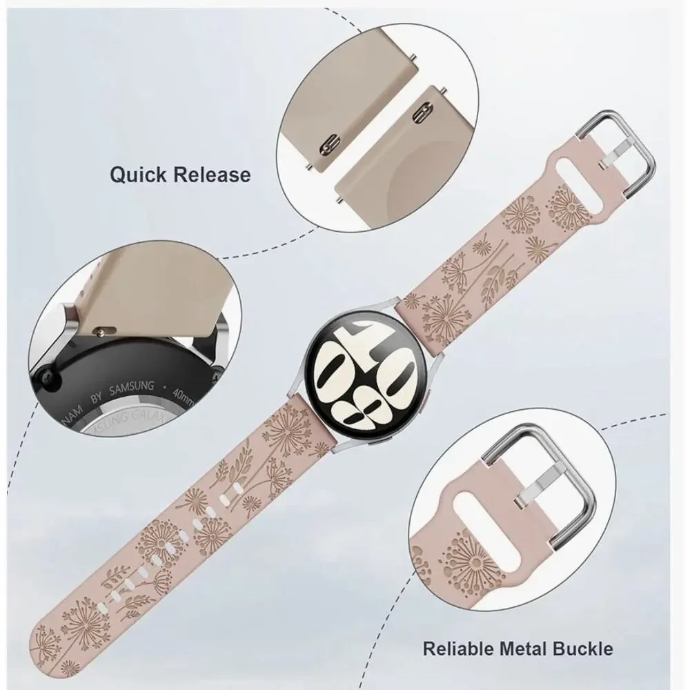 Flower Engraved Band Compatible With Samsung Galaxy Watch